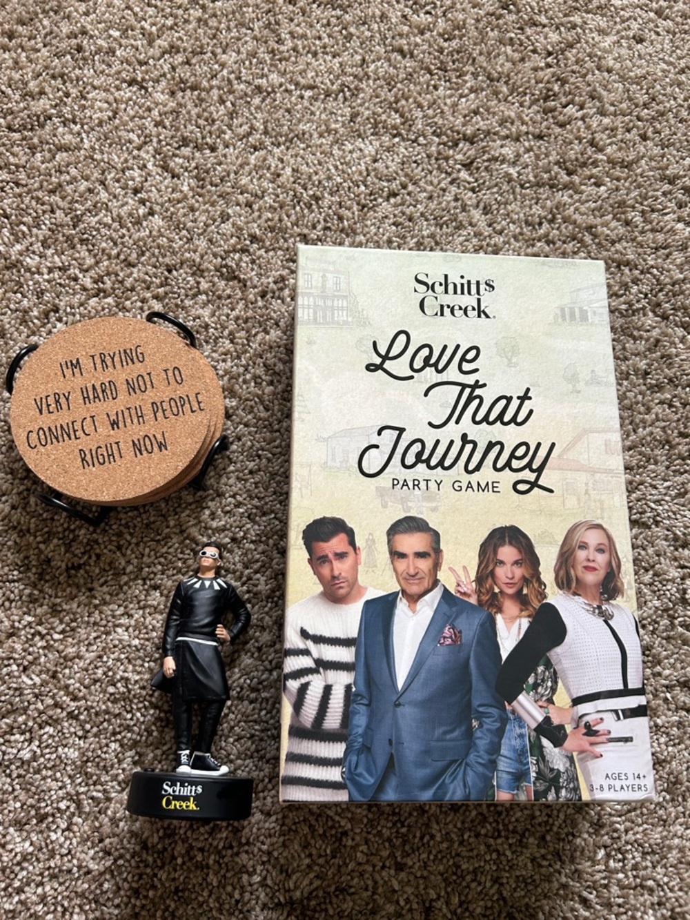 Schitt's Creek fan set! Game, coaster set and ornament